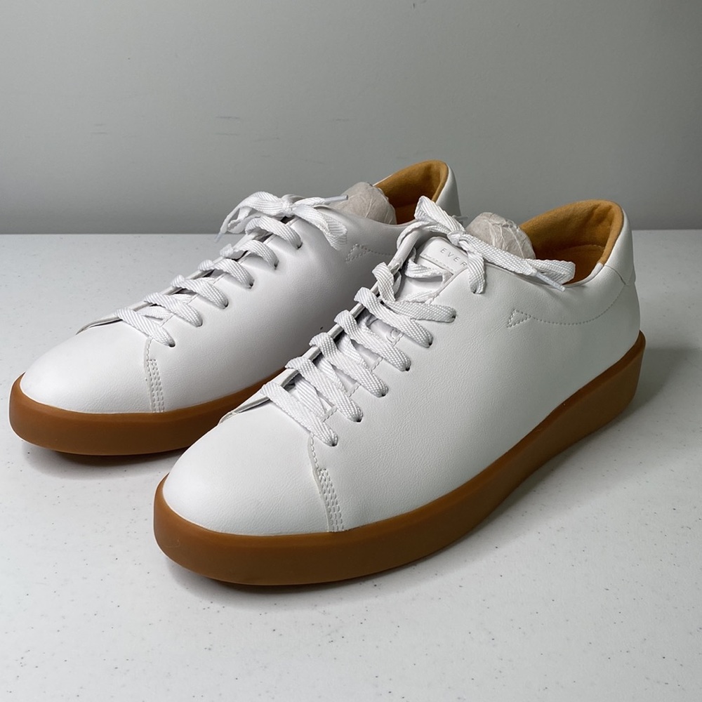 Everlane The ReLeather Tennis Shoe Gum Sole Lace Up Sneakers Leather Retro - Picture 9 of 14